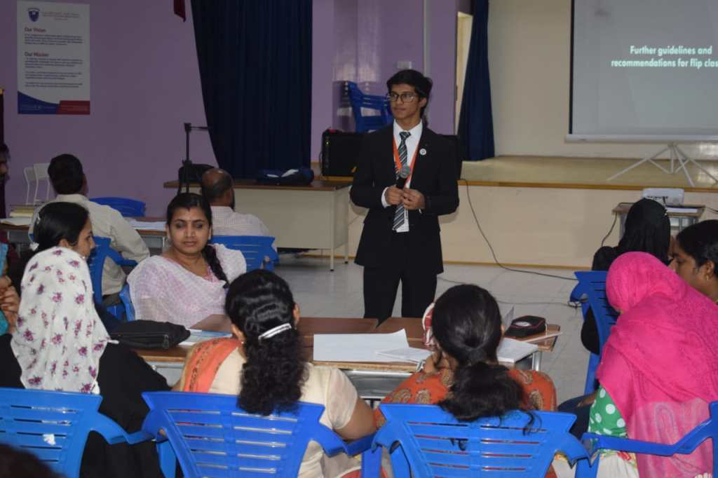 Mohammad Amaan Siddiqui giving workshop at Crescent English High School Dubai