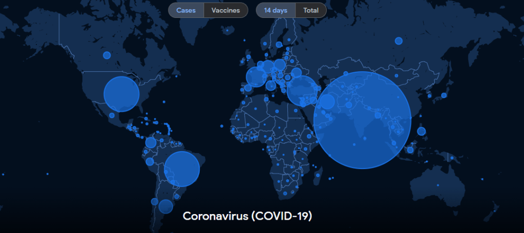 global covid pandemic cases map