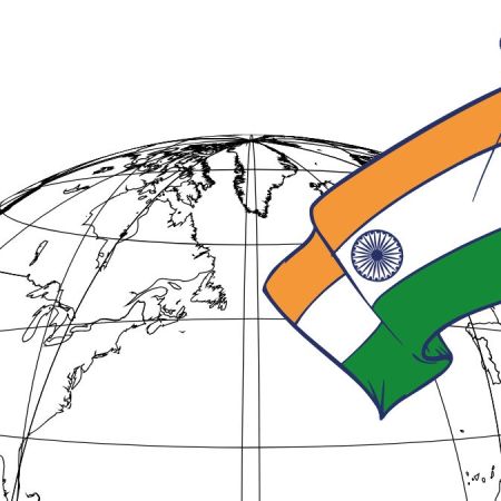 a globe and the indian flag